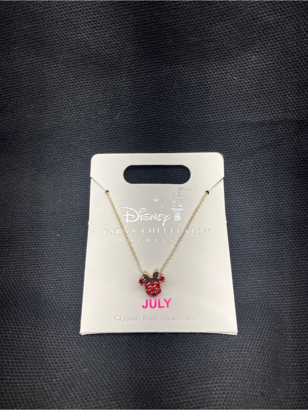 Disney Gold Minnie Mouse Pendant Necklace with Red Crystals